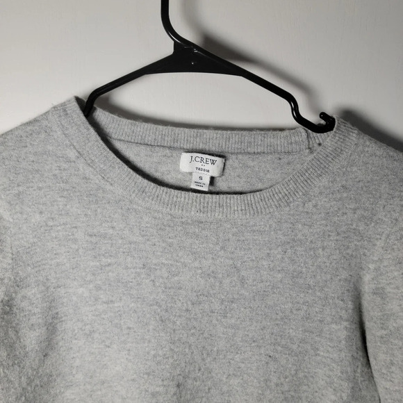 J Crew Gray Teddie Sweater Cotton-Wool Blend Long Sleeve Sweater Size Small - Picture 4 of 8